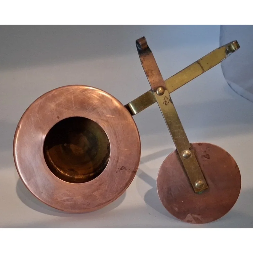 Copper & Brass Chafing Dish, Wood Handle Unbranded with 5 Pieces 
